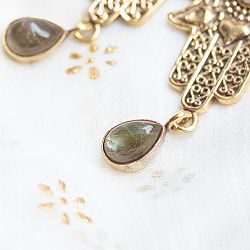 ハムサのゴールデンピアス（パワーストーン付） - サブ2