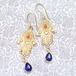 ハムサのゴールデンピアス（パワーストーン付） - サブ5