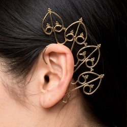 〔両耳ペア〕ゴールデンイヤーカフ【ハートリーフ】 - サブ5