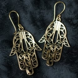 インド伝統模樣のゴールデンピアス - ハムサ - サブ4