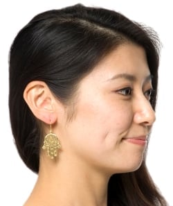 インド伝統模樣のゴールデンピアス - ハムサ - サブ5