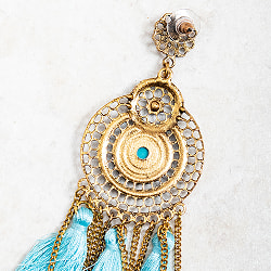 タッセルとチェーンのダブルラウンドピアス - サブ3