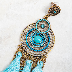 タッセルとチェーンのダブルラウンドピアス - サブ4