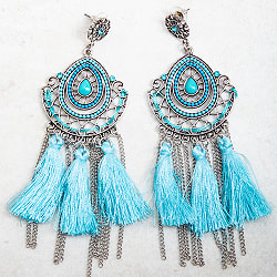 タッセルとチェーンのドロップフォルムピアス - サブ2