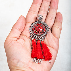 タッセルとチェーンのラウンドフォルムピアス - サブ5