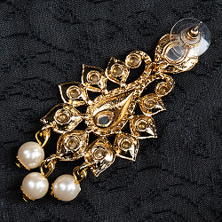 ゴールドメタルとグラス ストーンのピアス 6.8cm×3cm - サブ3