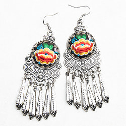 花模様刺繍細工のシルバーピアス - サブ2