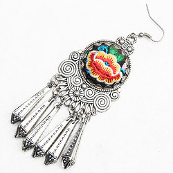 花模様刺繍細工のシルバーピアス - サブ3