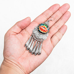 花模様刺繍細工のシルバーピアス - サブ5