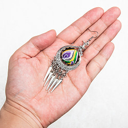 花模様刺繍細工のシルバーピアス - サブ5