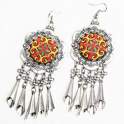 花模様刺繍細工のシルバーピアス - サブ2