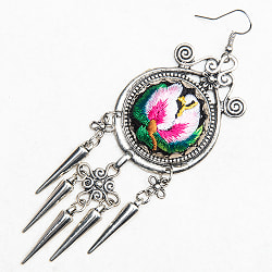 花模様刺繍細工のシルバーピアス - サブ3