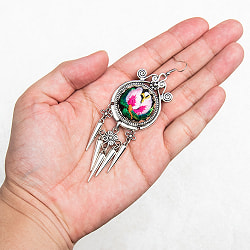 花模様刺繍細工のシルバーピアス - サブ5