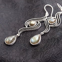 【全9種】インドの伝統　天然石ティアドロップピアス - サブ2