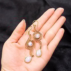 【全9種】インドの伝統　天然石ティアドロップピアス - サブ4