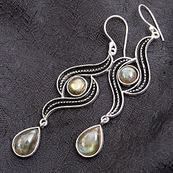 【全9種】インドの伝統　天然石ティアドロップピアス - サブ5