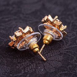 インドの伝統模様　指先サイズのゴールドピアス フラワー - サブ5