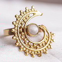 インドの伝統　曼荼羅な三日月　天然石リング - サブ2