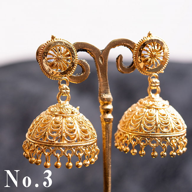 インドの伝統　大ぶりゴールドメタルピアス 10 - No.2