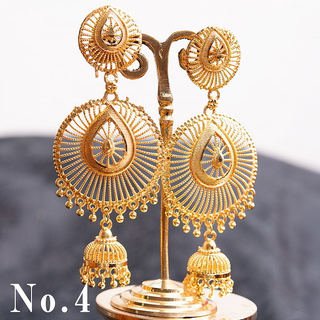 インドの伝統　大ぶりゴールドメタルピアス 11 - No.3