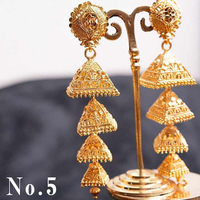 インドの伝統　大ぶりゴールドメタルピアス 12 - No.4