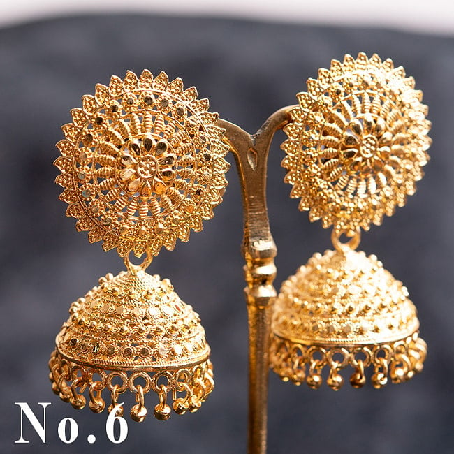 インドの伝統　大ぶりゴールドメタルピアス 13 - No.5