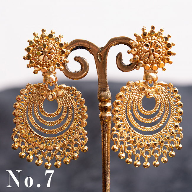 インドの伝統　大ぶりゴールドメタルピアス 14 - No.6