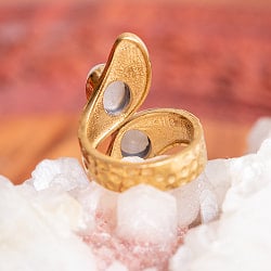 【安心のフリーサイズ】インドのペイズリー柄ゴールド天然石リング - サブ4