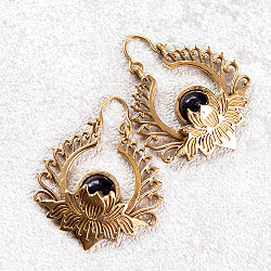 インドの伝統　天然石のロータスピアス - サブ3