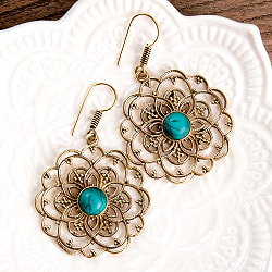 インドの伝統　天然石のマンダラピアス - サブ3