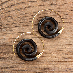 インドの木製トライバルピアス　旋回 - サブ3