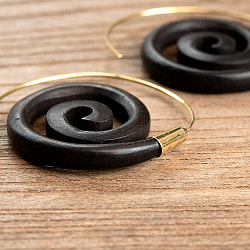 インドの木製トライバルピアス　旋回 - サブ4