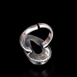 【安心のフリーサイズ】天然石ジェットのシルバーリング - サブ4