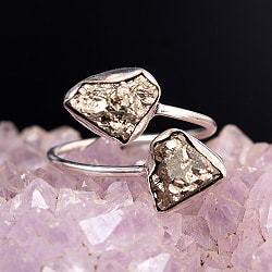 【安心のフリーサイズ】天然石パイライトのリング - サブ2