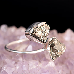 【安心のフリーサイズ】天然石パイライトのリング - サブ3