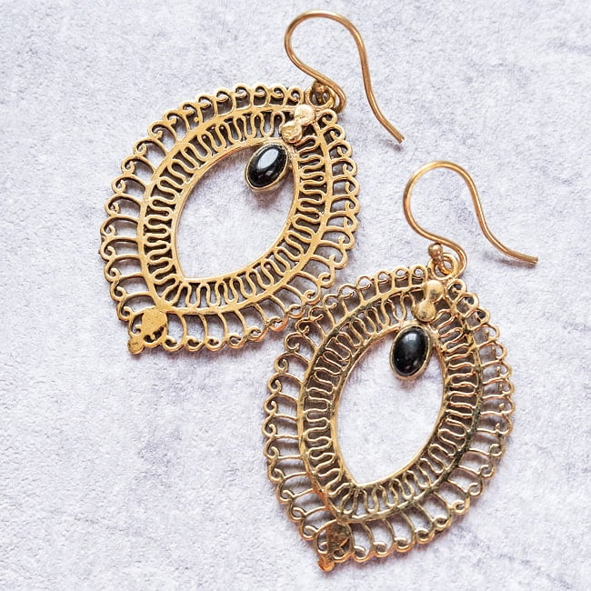 インド伝統模樣のゴールデンピアス(パワーストーン付)の選択用写真