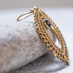 インド伝統模樣のゴールデンピアス(パワーストーン付) - サブ5