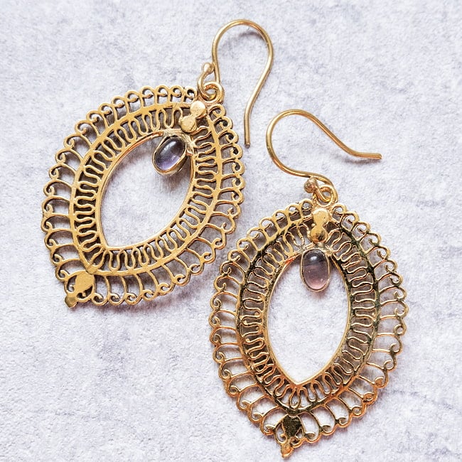 インド伝統模樣のゴールデンピアス(パワーストーン付)の選択用写真