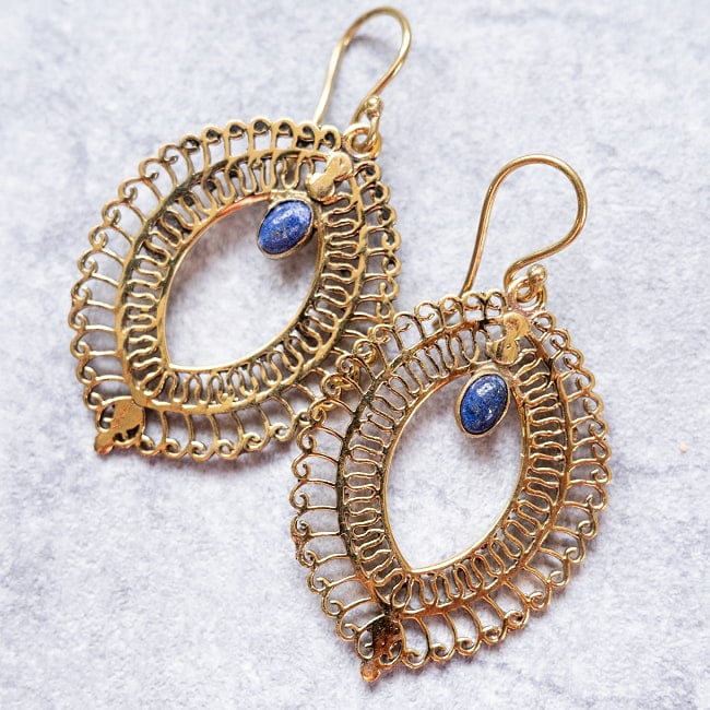 インド伝統模樣のゴールデンピアス(パワーストーン付)の選択用写真