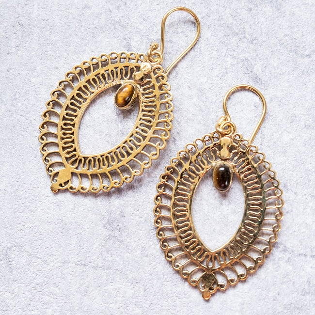 インド伝統模樣のゴールデンピアス(パワーストーン付)の選択用写真