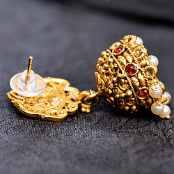 ジュムキ(Jhumka)と呼ばれる インド伝統 テンプルジュエリーのピアス ラクシュミー・大 - サブ4