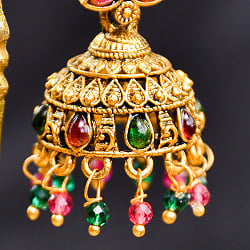 ジュムキ(Jhumka)と呼ばれる インド伝統 テンプルジュエリーのピアス ラクシュミー・レッド - サブ3