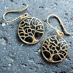 小さめのサイズが可愛い ゴールドピアス - 生命の樹 Tree of Life ツリー・オブ・ライフ