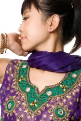 パンジャビ・ドレス3点セット - パープルの商品写真