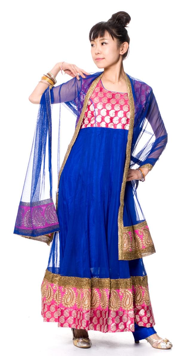 パンジャビ ドレス3点セット 青 の通販 送料無料 Tirakita Com