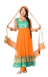 パンジャビ・ドレス3点セット - オレンジの商品写真