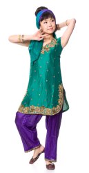 パンジャビ・ドレス3点セット - グリーンの商品写真