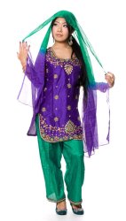 パンジャビ・ドレス3点セット - パープルの商品写真