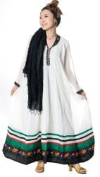 パンジャビ・ドレス3点セット - 白の商品写真