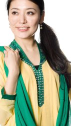 パンジャビ・ドレス3点セット - イエローの商品写真